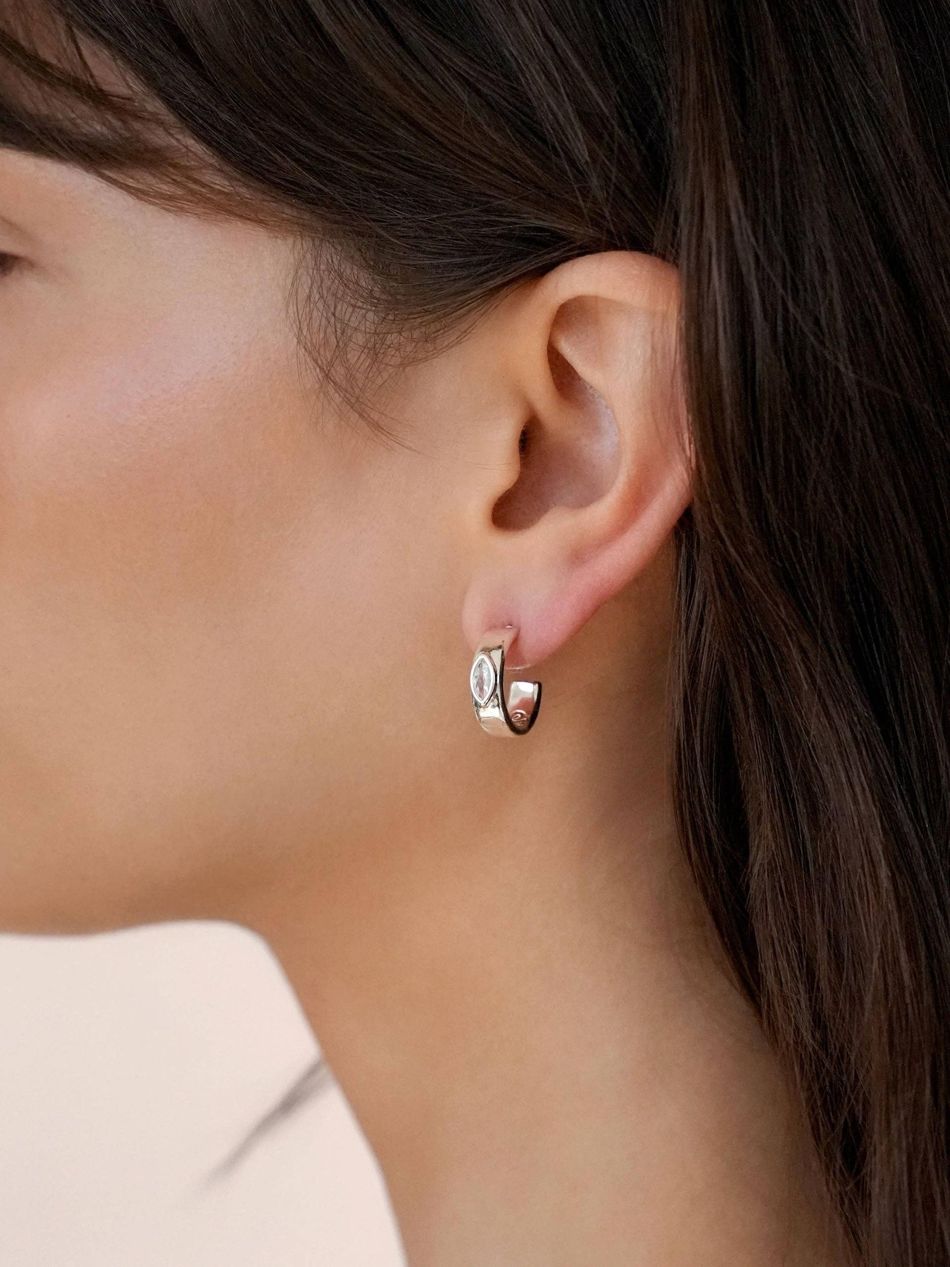 Small Marquise Crystal Hoops Product Image