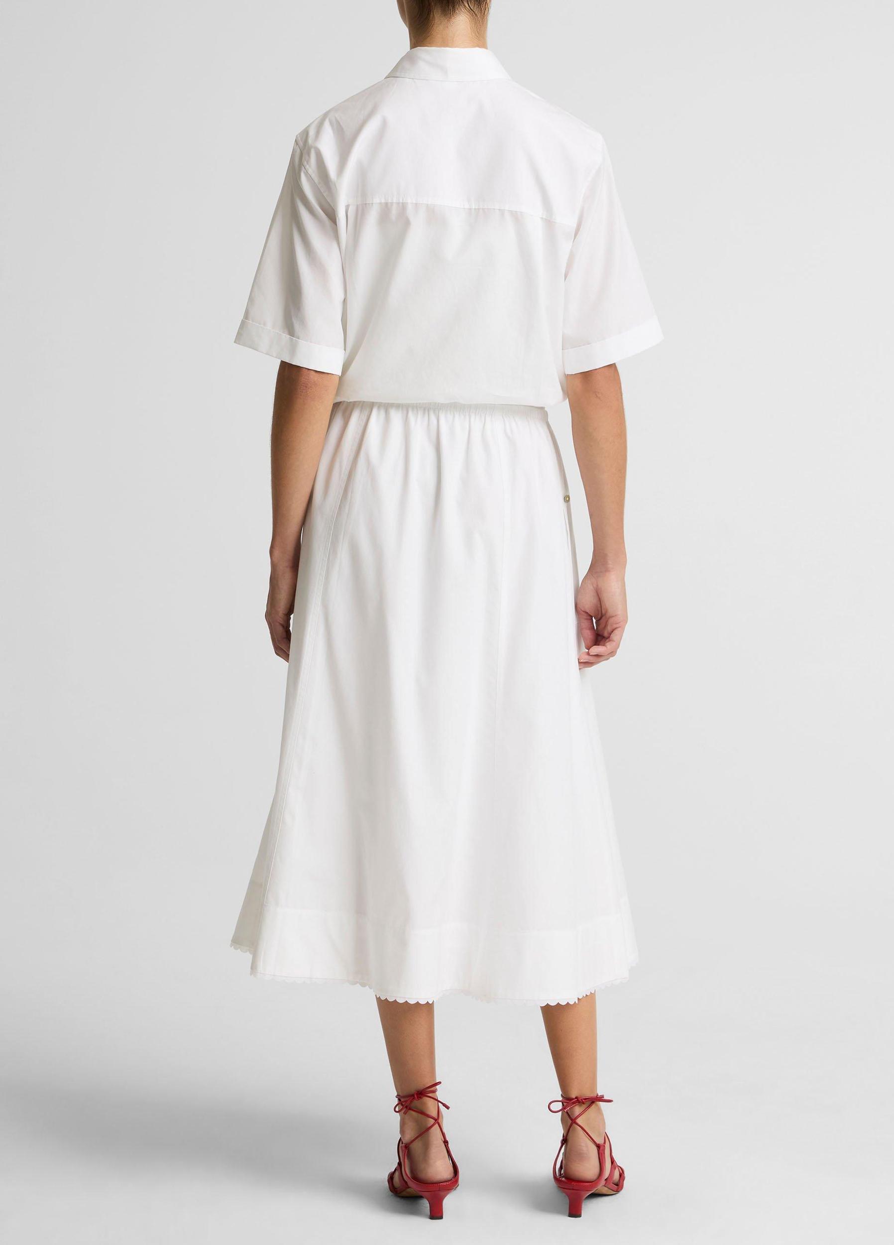 Scallop-Detail Cotton Midi Skirt Product Image