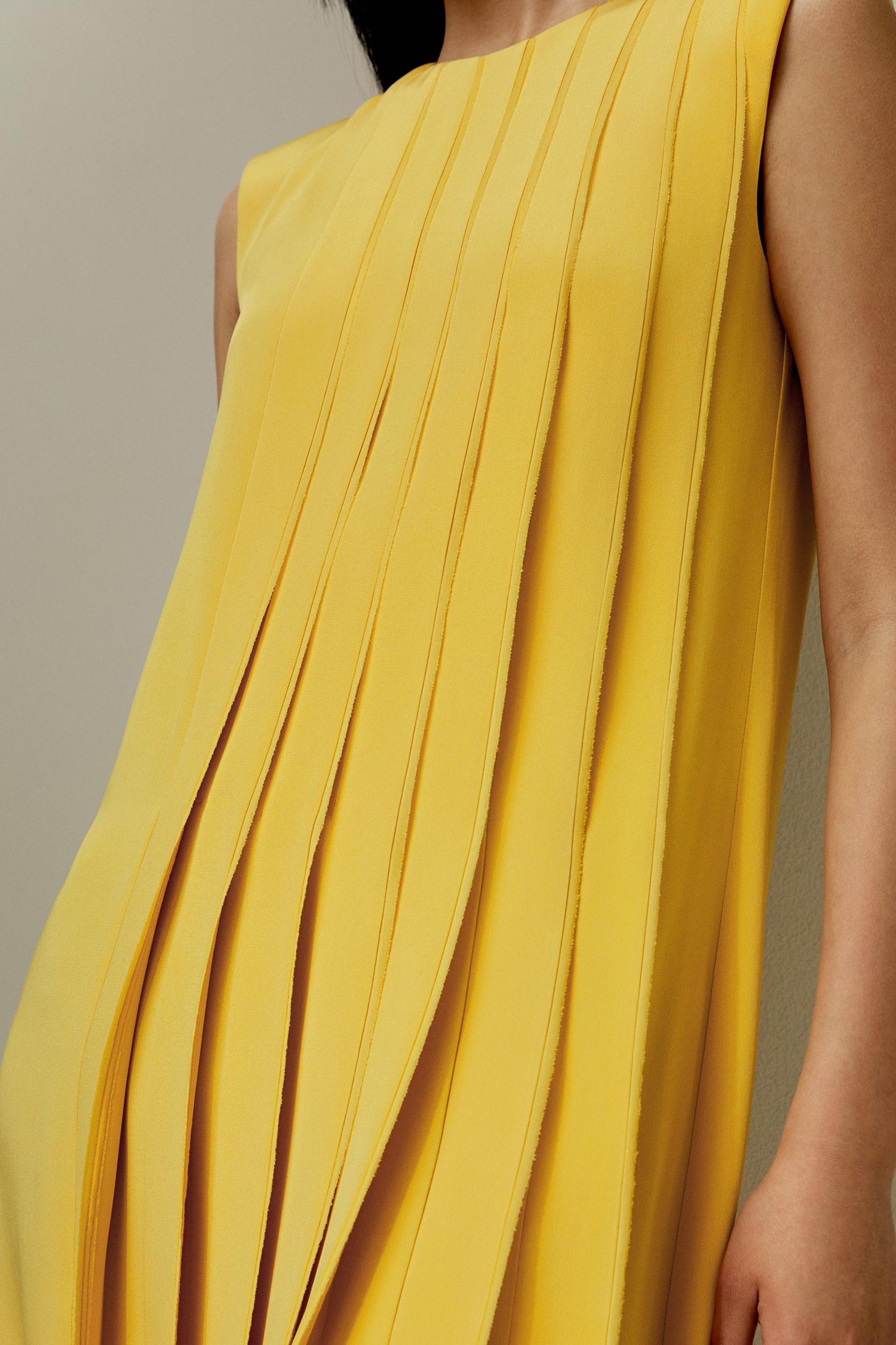 Sleeveless accordion pleated silk dress Product Image