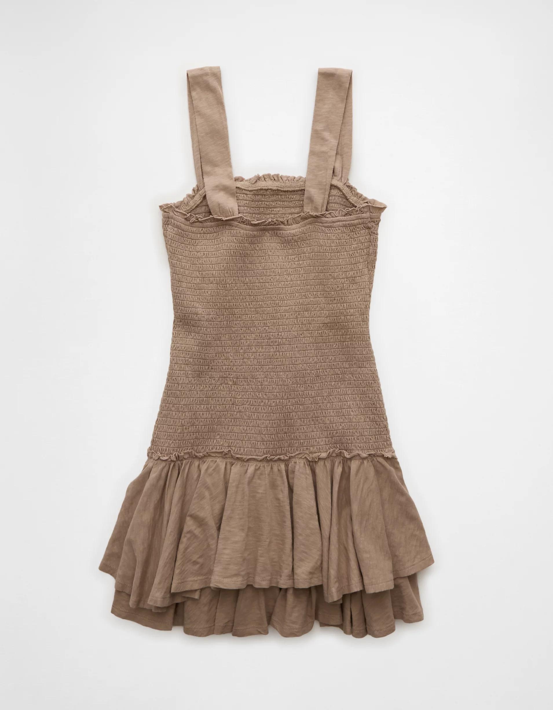 AE Sunchaser Knit Smocked Drop Waist Mini Dress Product Image