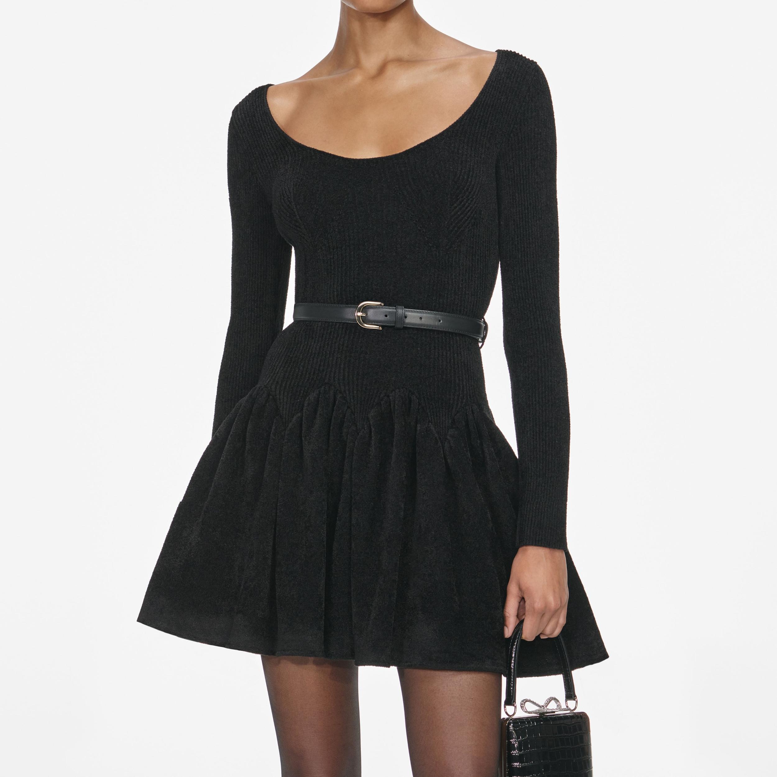 Black Chenille Knit Dress Product Image