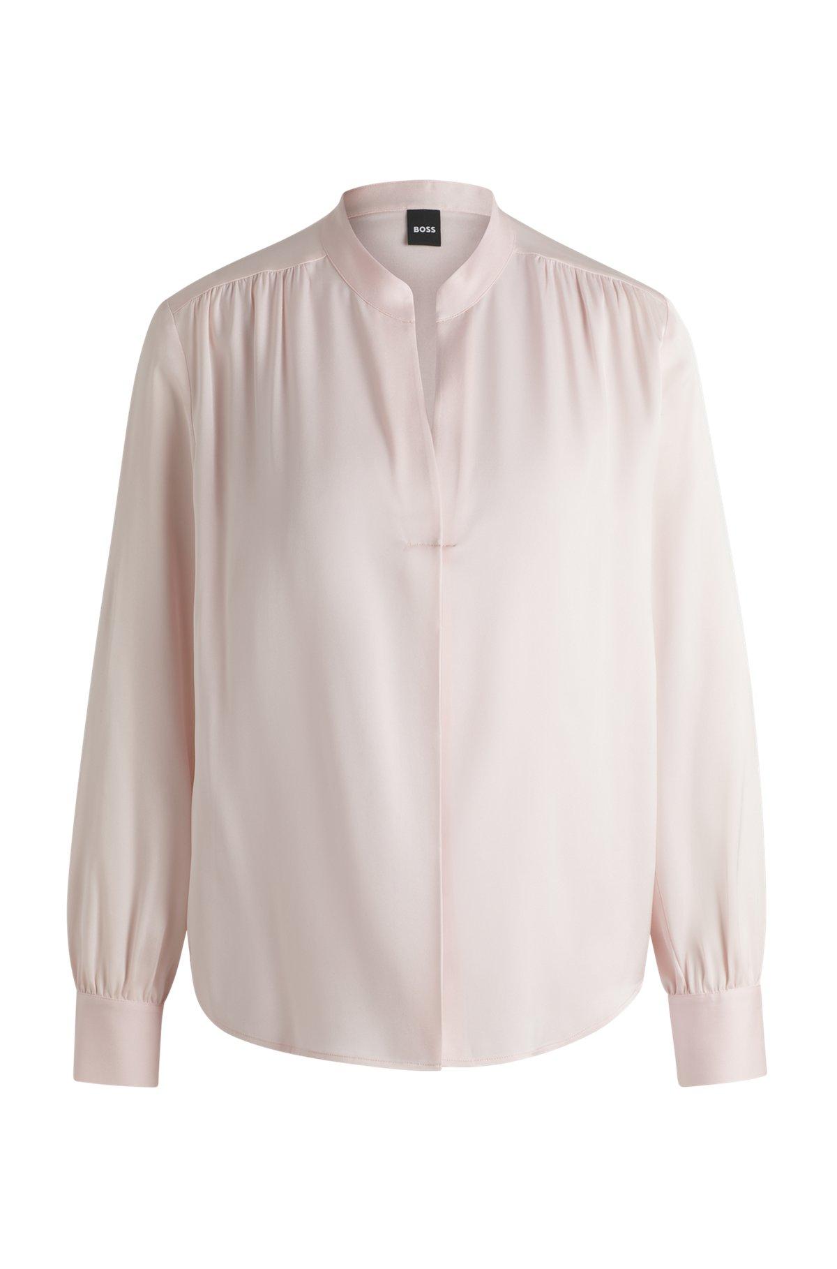 Regular-fit blouse in stretch silk Product Image