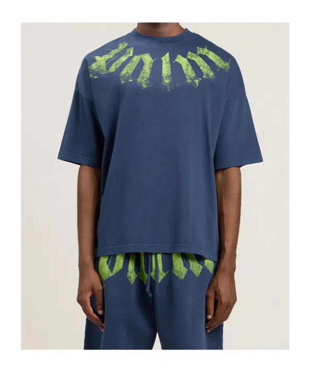 PALM ANGELS Logo-print T-shirt In Blue Product Image