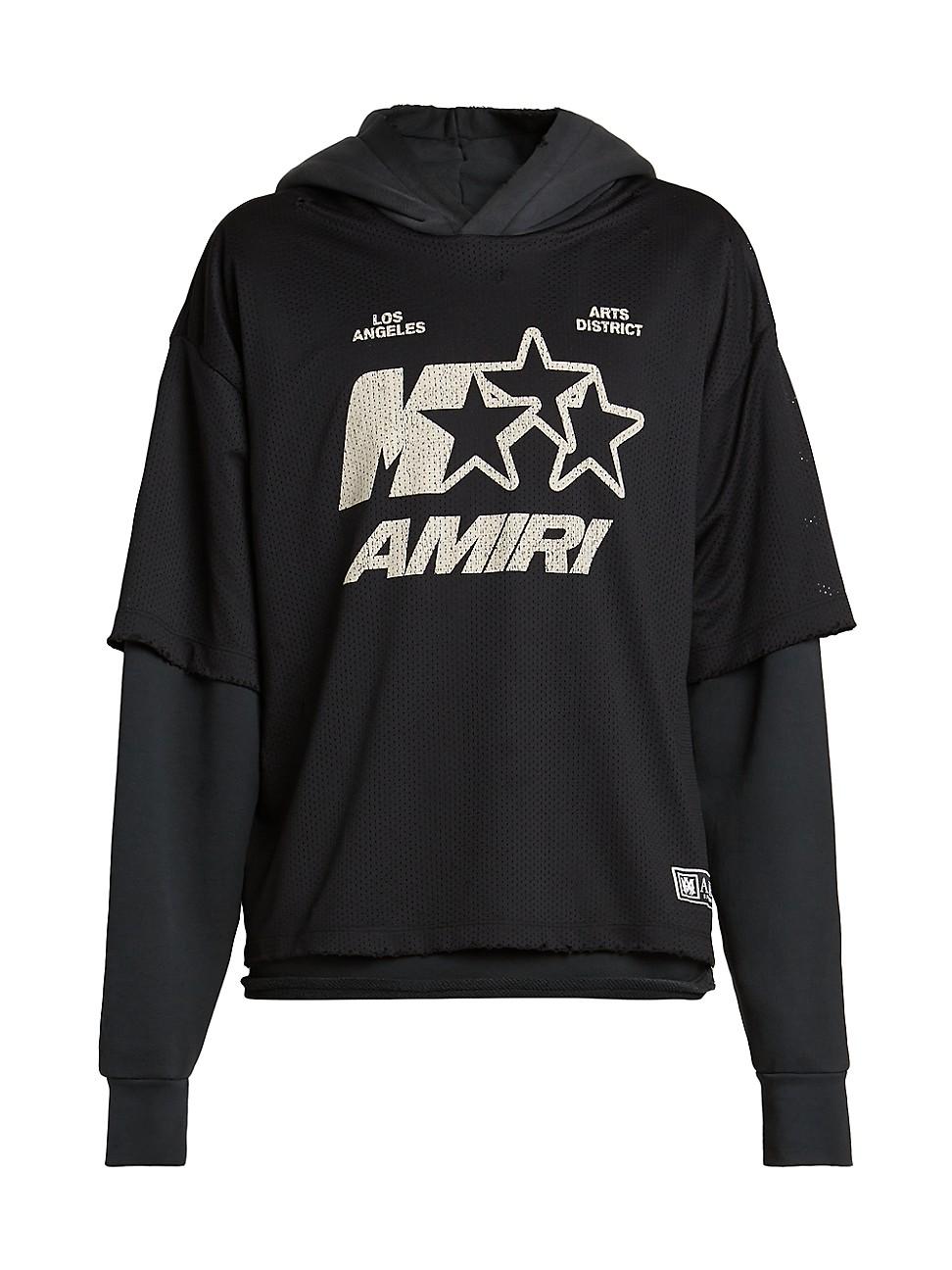 Mens Star Mesh Layered Hoodie Product Image