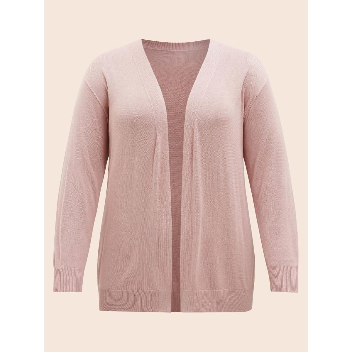 Plus Size Supersoft Essentials Solid Open Front Loose Cardigan DustyPink Women Casual Loose Long Sleeve Everyday Cardigans BloomChic 10/M Product Image