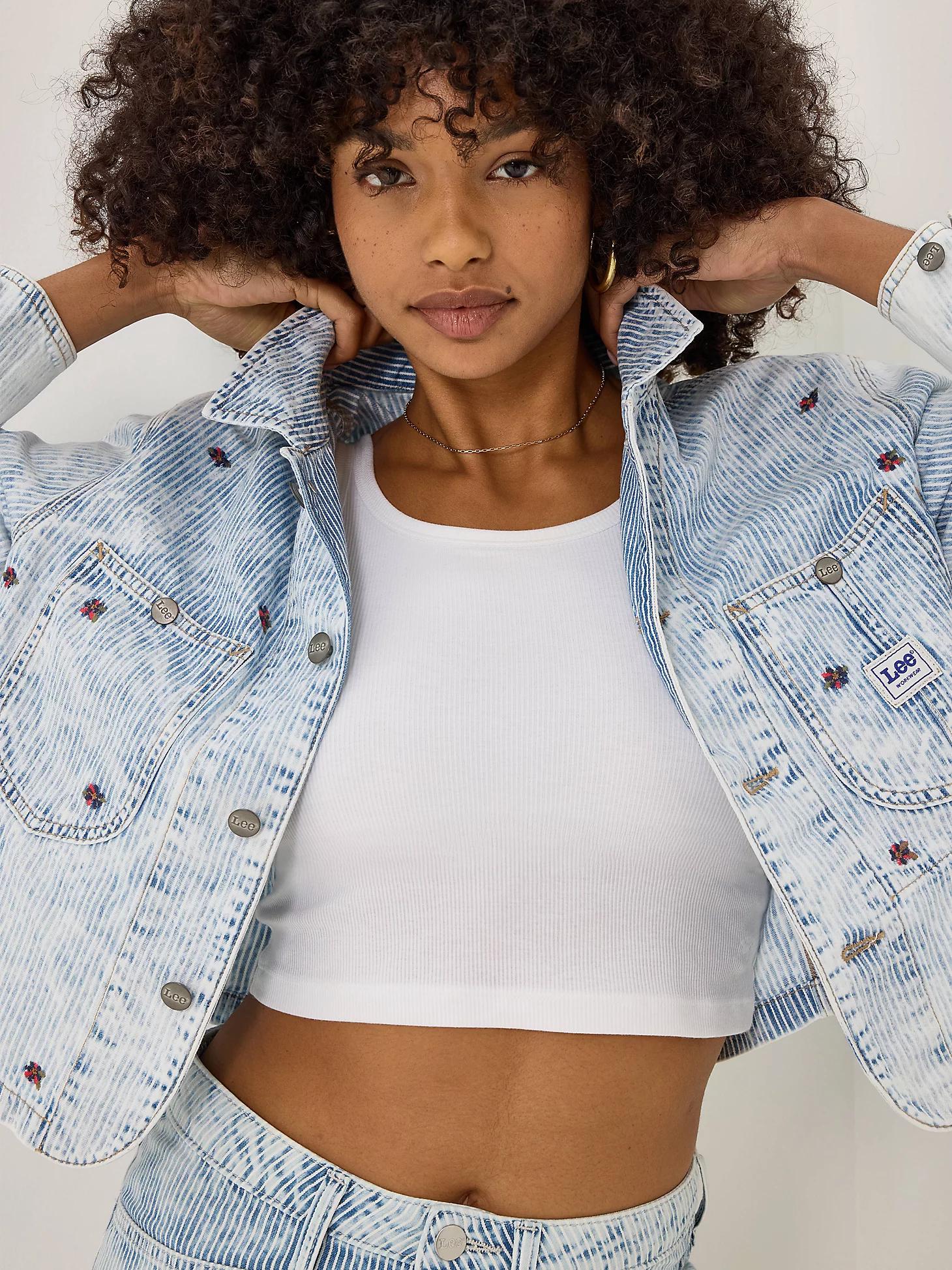 Women's Floral Embroidered Crop Chore Jacket | Women's Jackets & Outerwear | Lee® Product Image