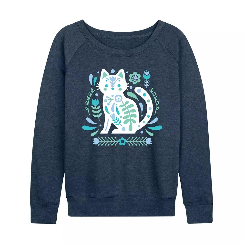 Women's Scandinavian Cat French Terry Long Sleeve Tee, Girl's,  Product Image