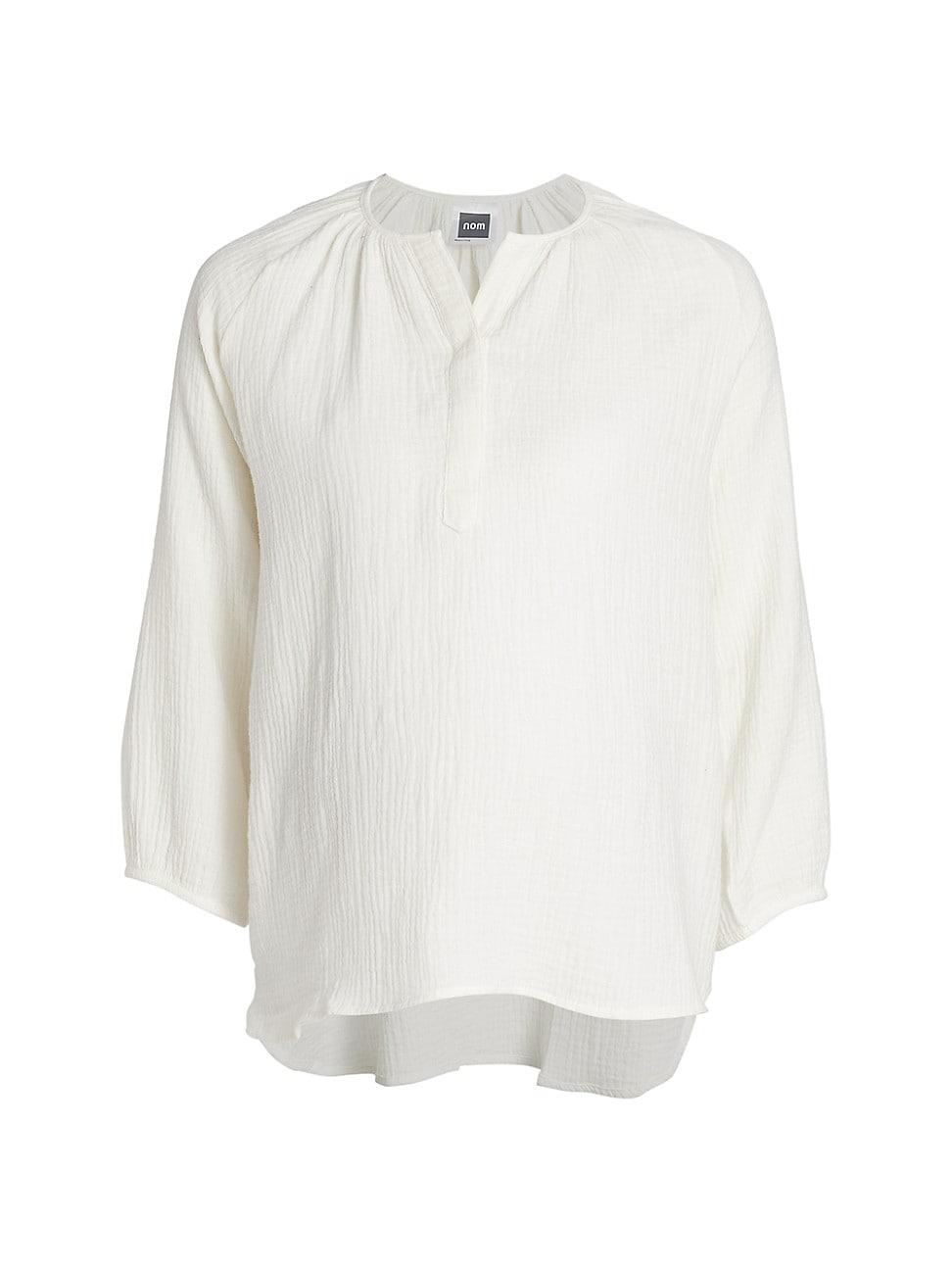 Womens Ava Cotton Gauze Henley Top Product Image