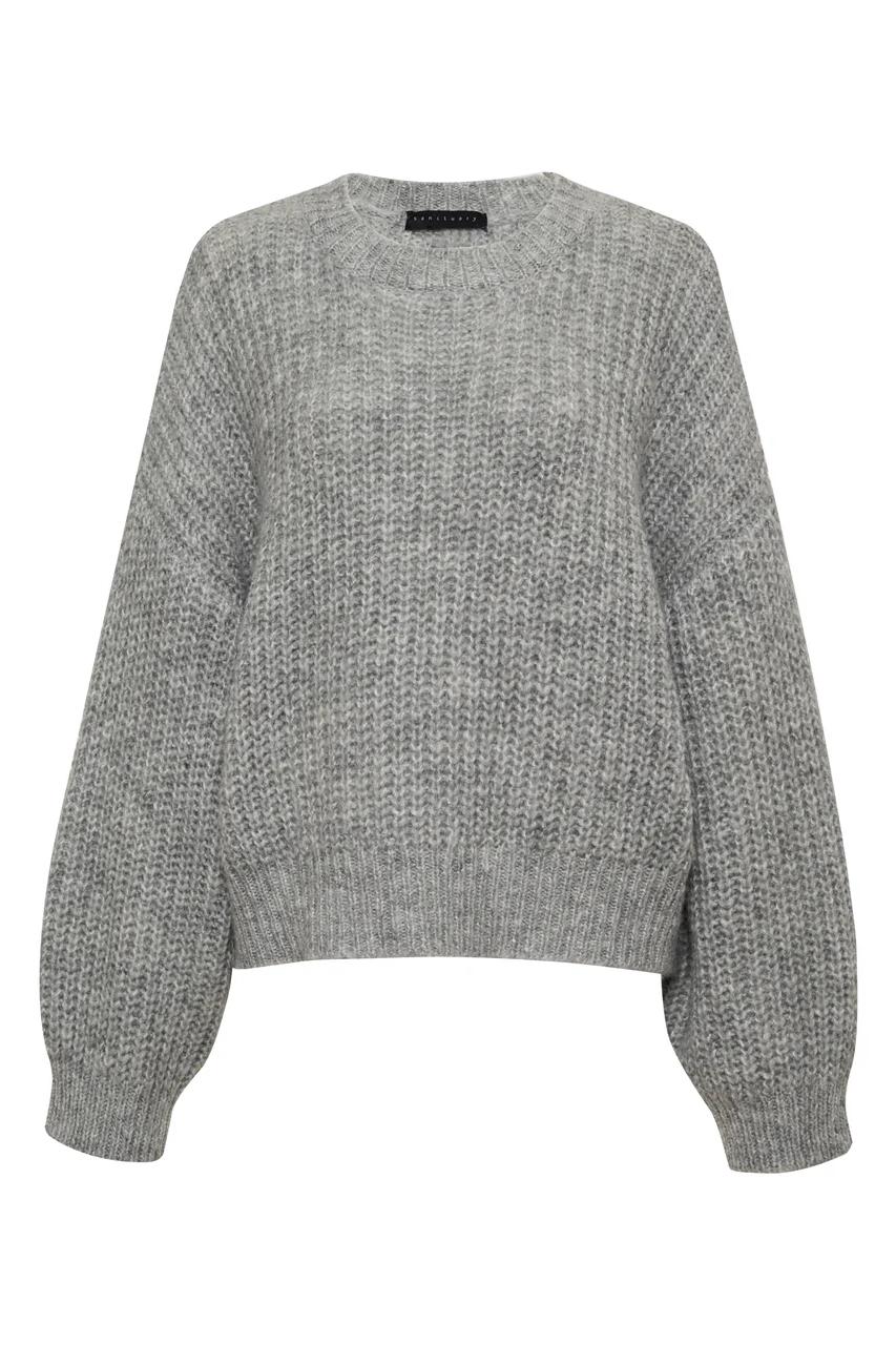 Fuzzy Volume Sleeve Sweater - Heather Grey Product Image