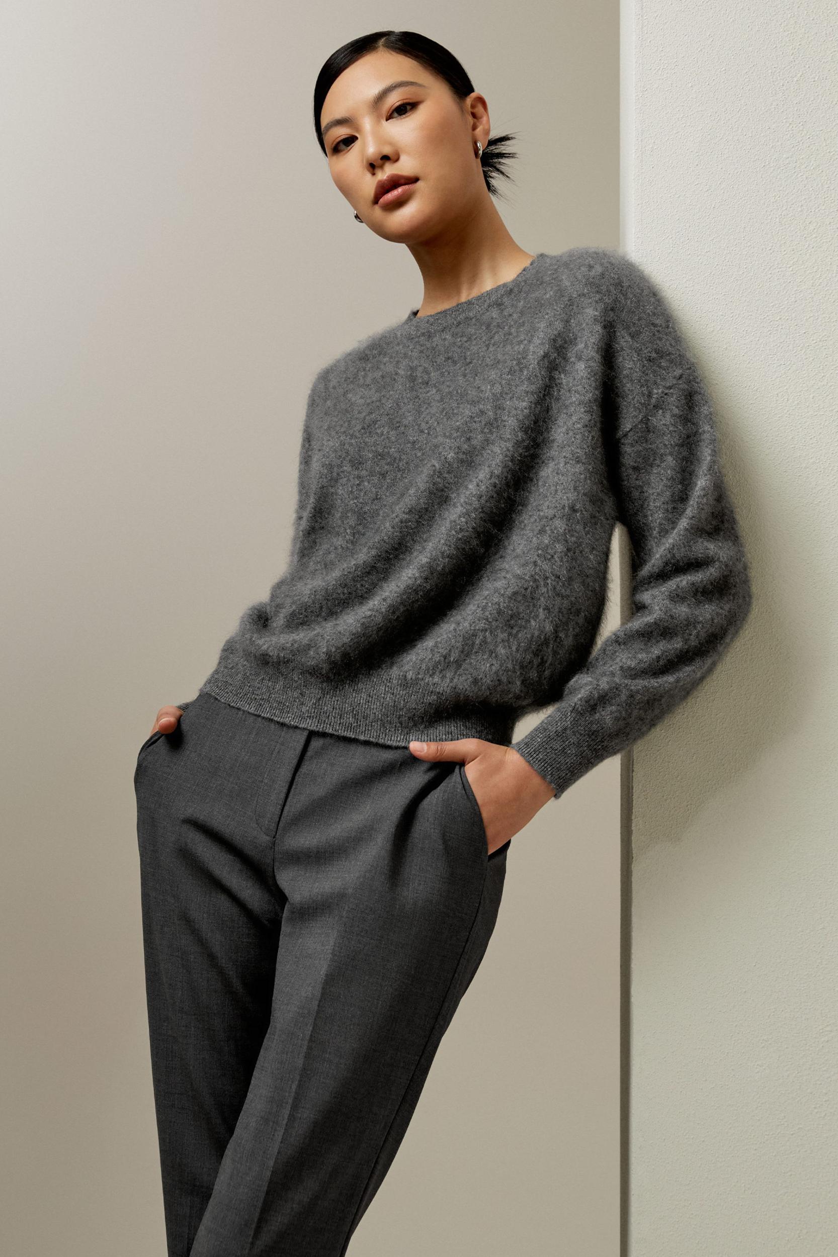 LILYSILK Womens 100 Cashmere Jumper - White Finest Cashmere - Stylish Drop Shoulder Sweater XS Product Image