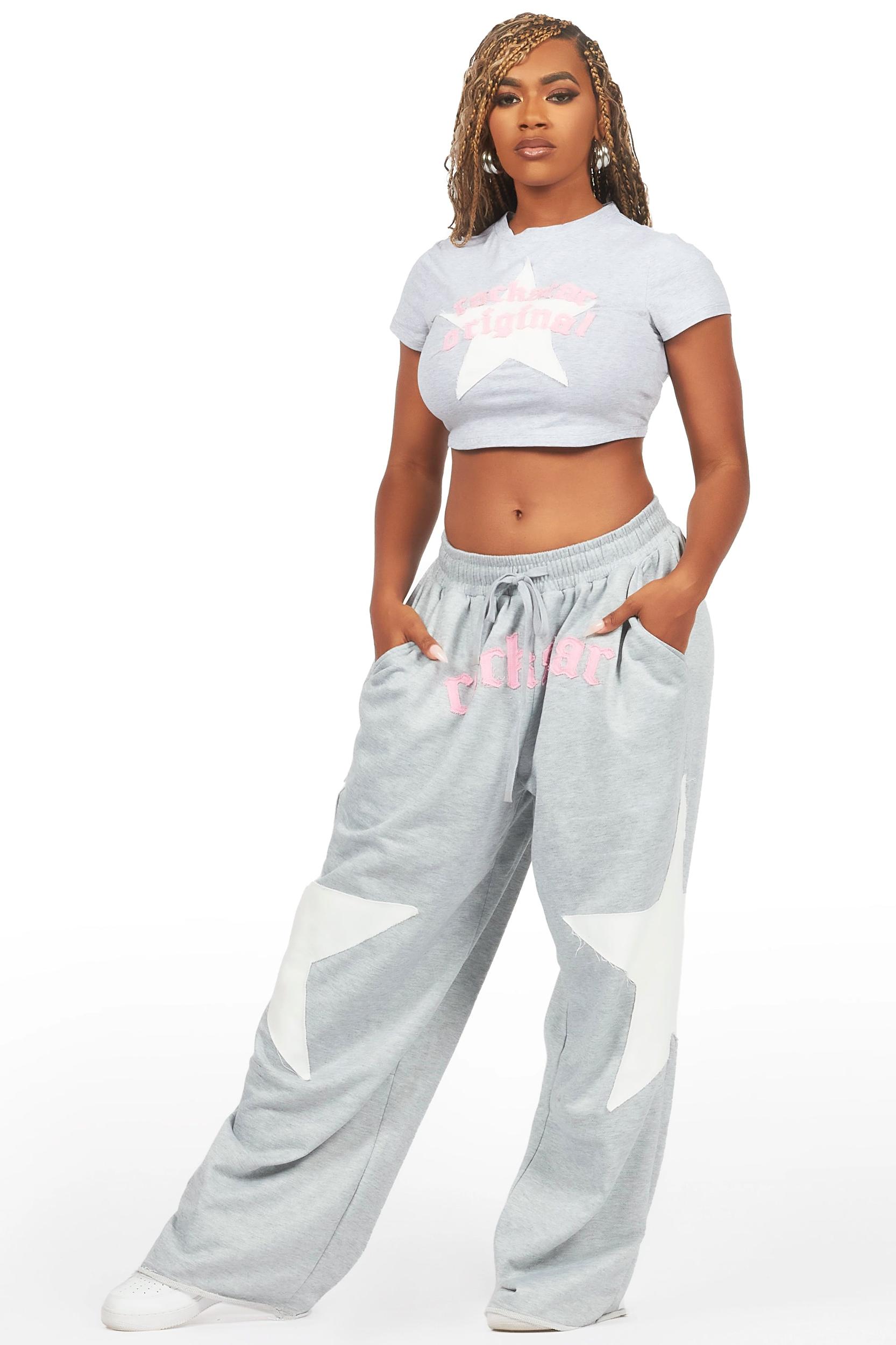 Shelley Heather Grey T-Shirt Trackset Female Product Image