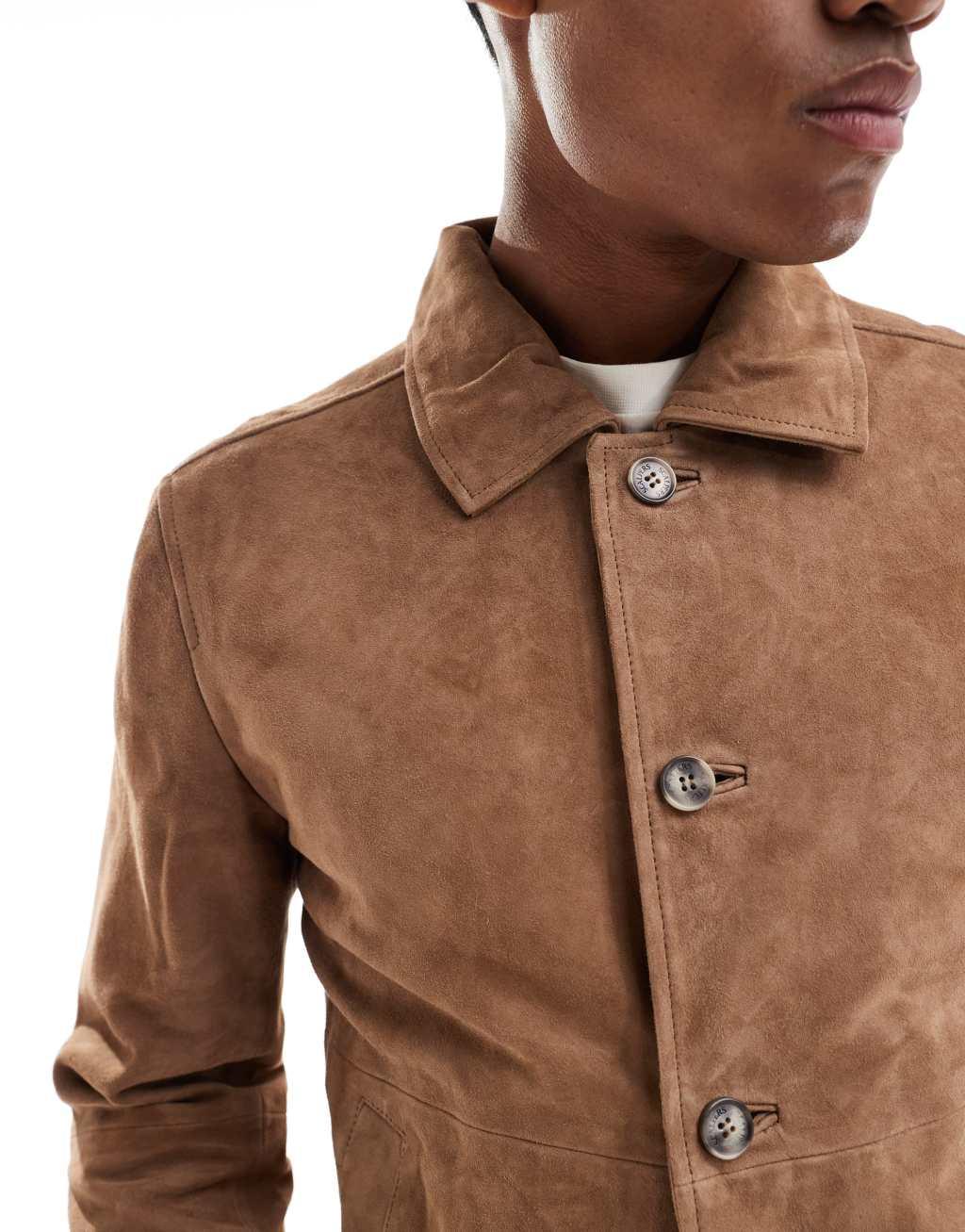 Scalpers jokul suede jacket in taupe  Product Image