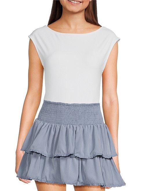 Le Lis Boat Neck Cap Sleeve Open Back Bodysuit Product Image