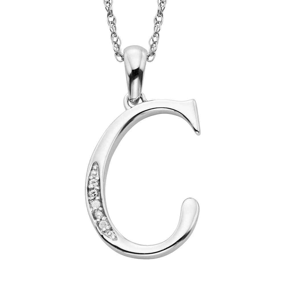 Sterling Silver Diamond Accent Initial Pendant, Women's,  Product Image