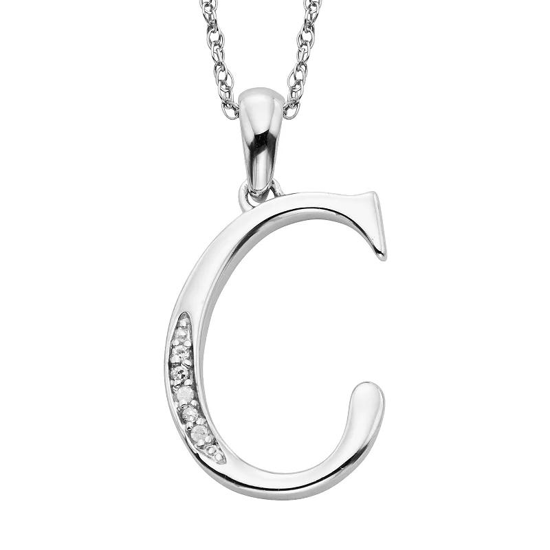Sterling Silver Diamond Accent Initial Pendant, Women's,  Product Image