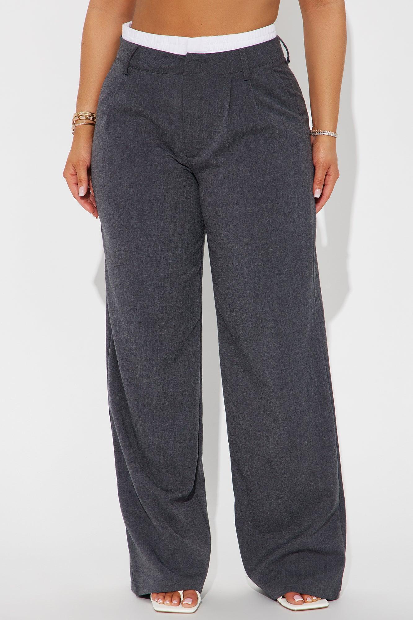 Missy Double Waistband Trouser Pant - Charcoal Product Image
