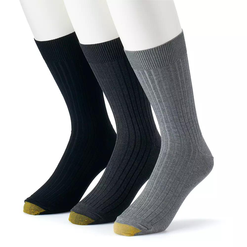 Men's GOLDTOE® 3-pack Canterbury Crew Socks, Size: 6-12, Gray Grey Product Image