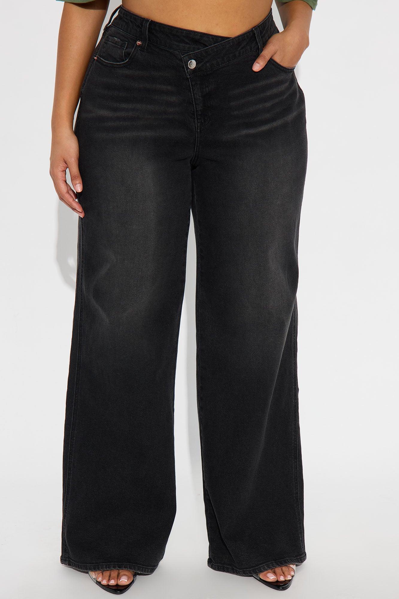 Eastside Low Rise Crossover Wide Leg Jean - Black Wash Female Product Image