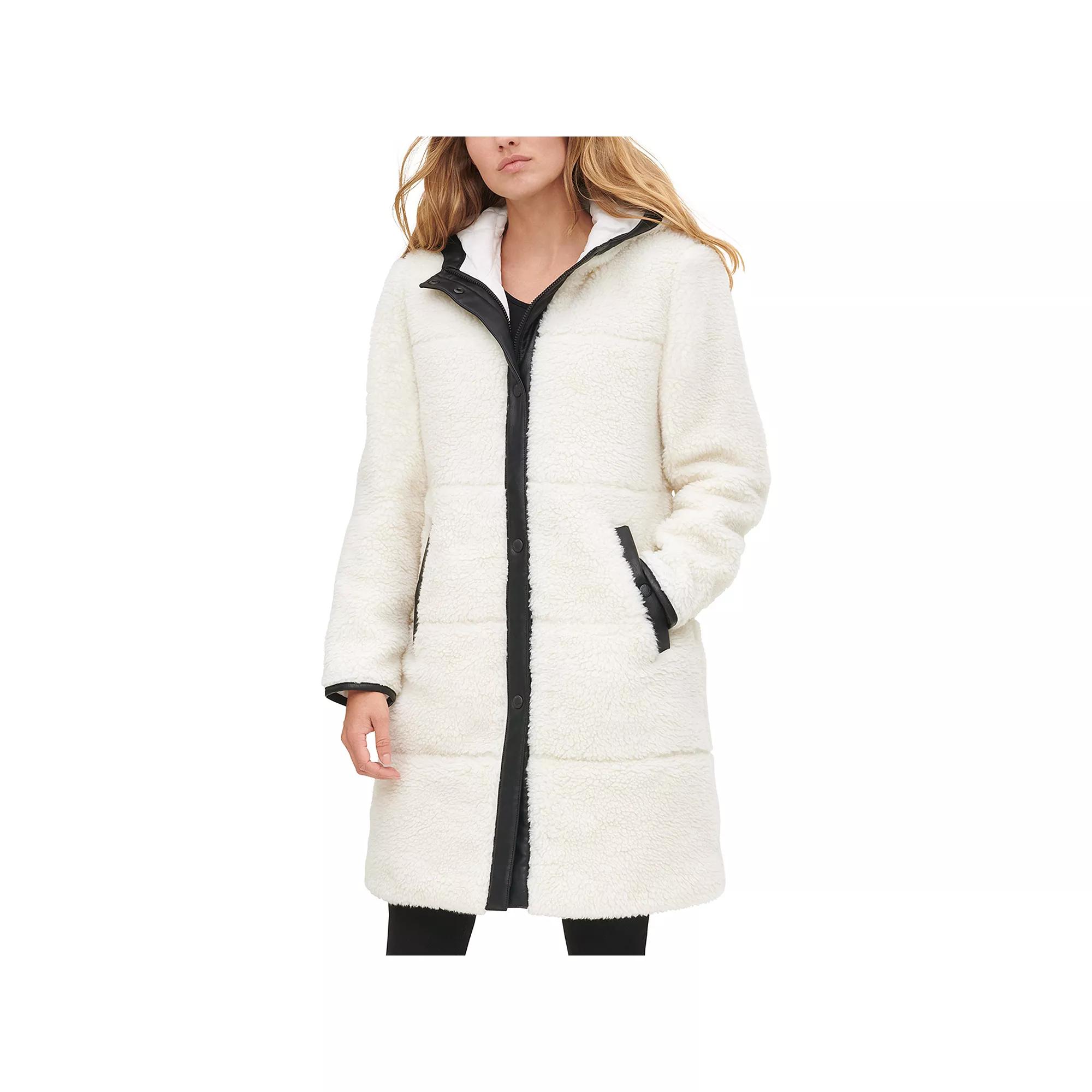 Women's Levi's® Sherpa Quilted Parka, Size: XL, Cream And Black Product Image