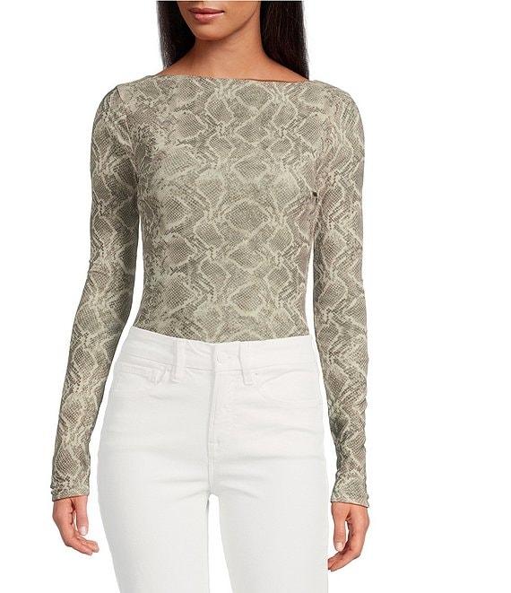 Good American Mesh Boatneck Long Sleeve Bodysuit Product Image