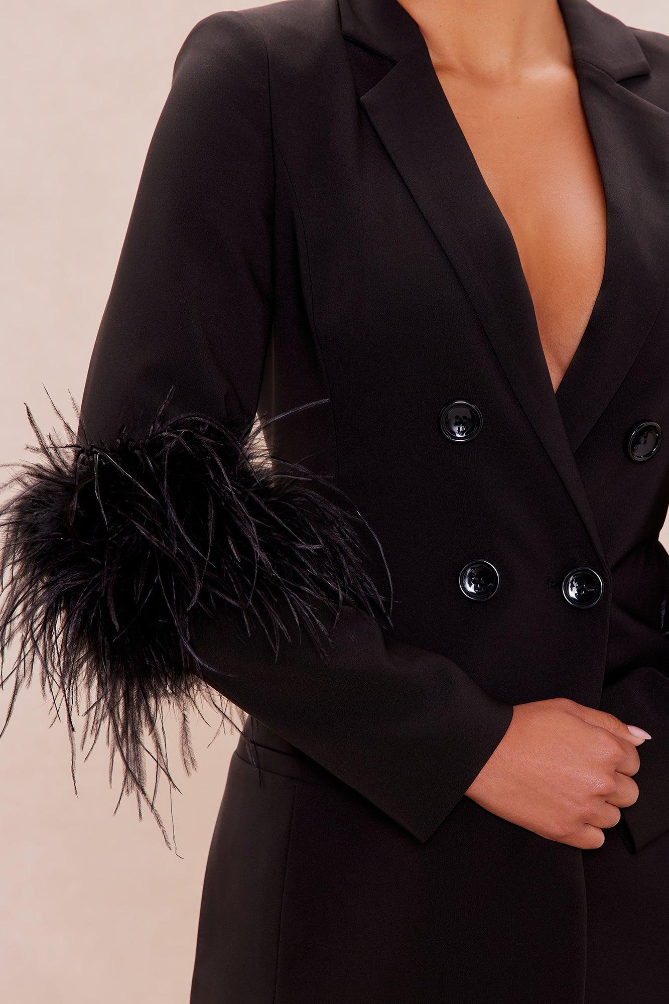 Calle Feather Suit Set - Black Female Product Image