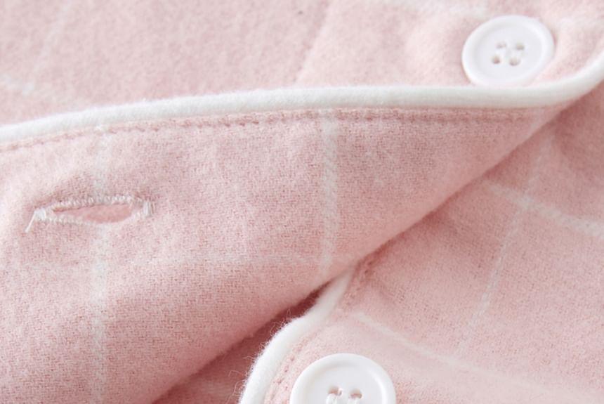 Couple Matching Pajama Set: Long-Sleeve Plaid Top + Pants Product Image