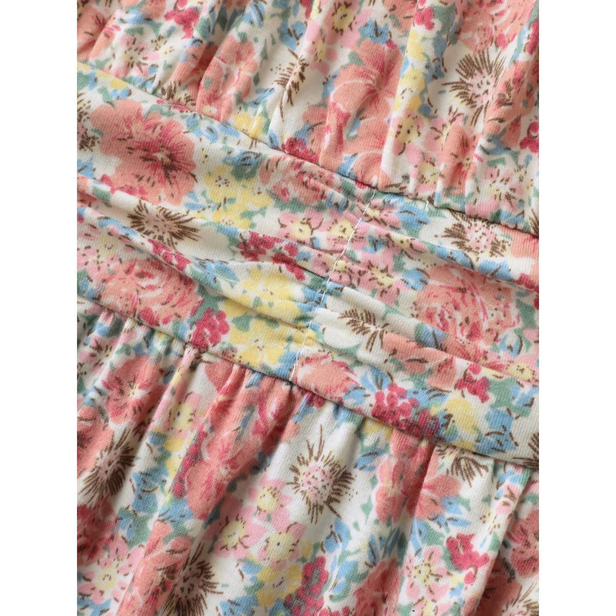 Plus Size Lace Neck Pleated Waist Pockets Midi Dress Multicolor Women Knit Dresses Bloomchic 30/6X Product Image