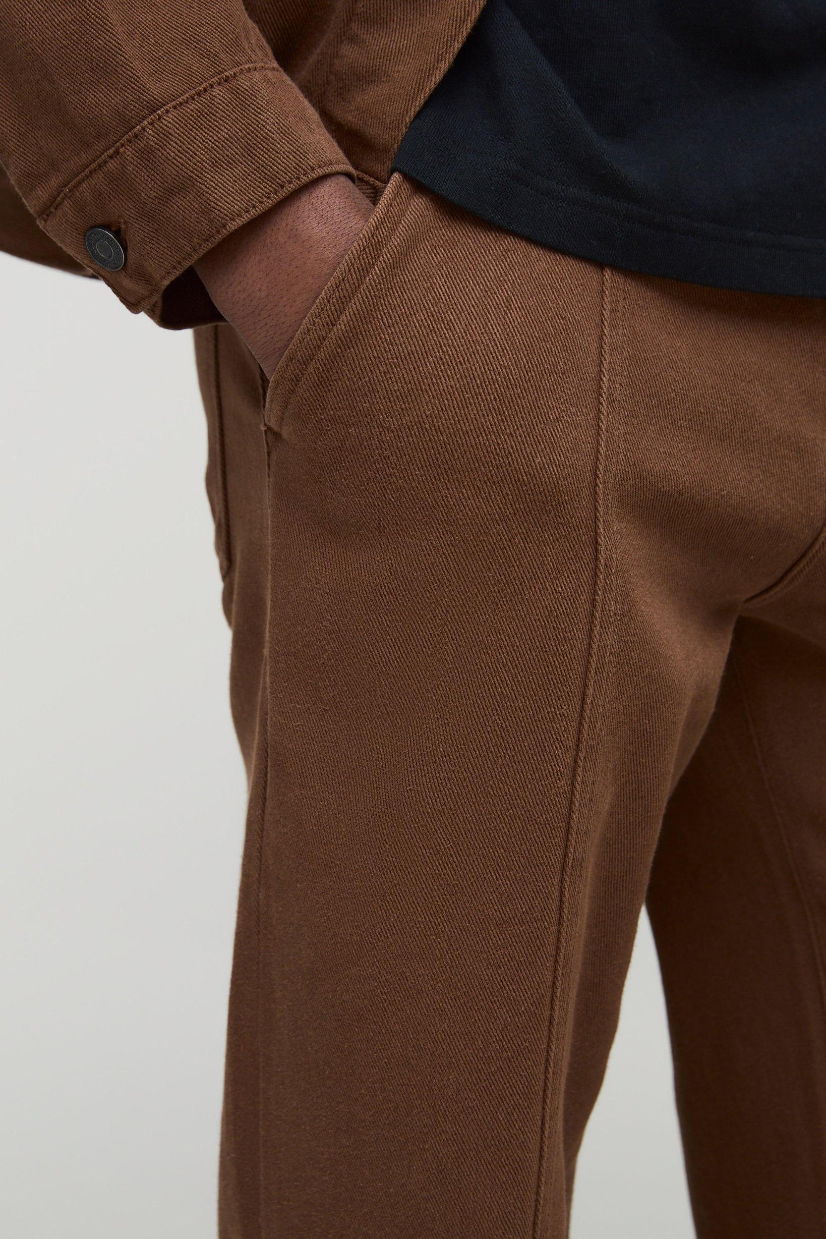 Relaxed Fit Seam Detail Brown Jeans | boohooMAN USA Product Image