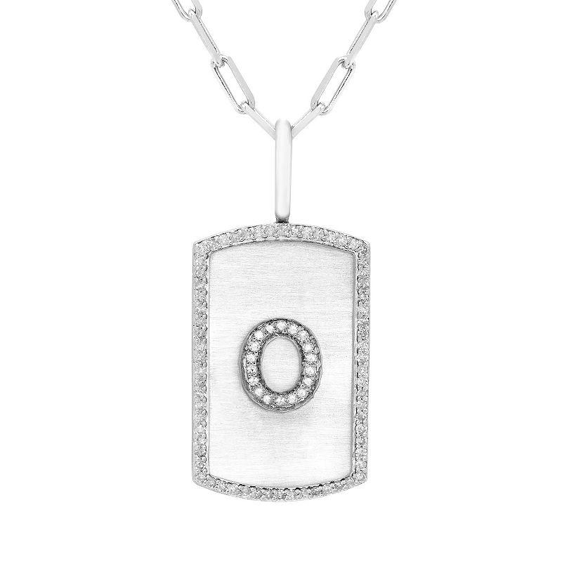It's Personal Initial Sterling Silver & 1/4 Carat T.W. Diamond Dog Tag Necklace, Women's,  Product Image