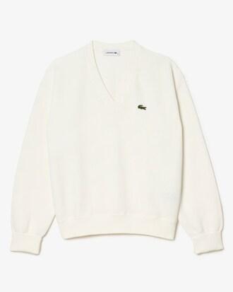 V Neck Cotton Moss Stitch Sweater Product Image