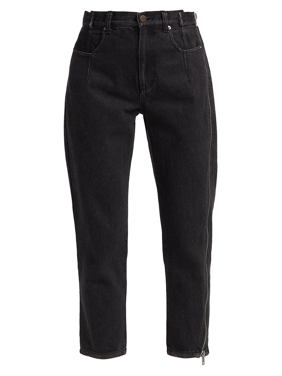 Womens High-Rise Zip Detail Jeans Product Image