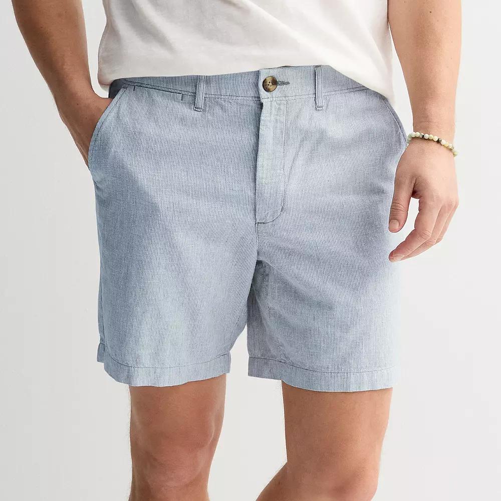 Men's Sonoma Goods For Life® 7" Flexwear Flat Front Shorts, Size: 33 7 IN, Blue Stripe Product Image