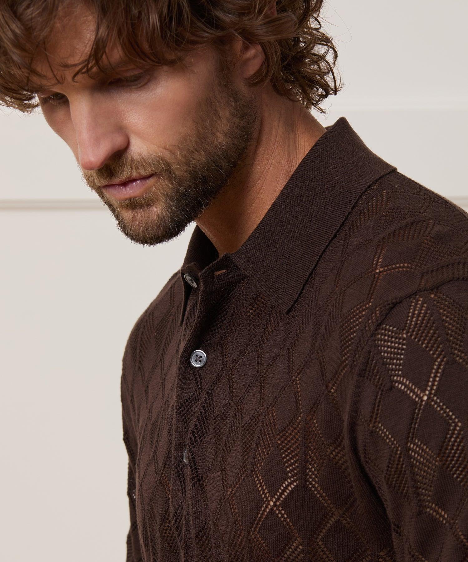 Silk-Cotton Diamond Sweater Polo Product Image