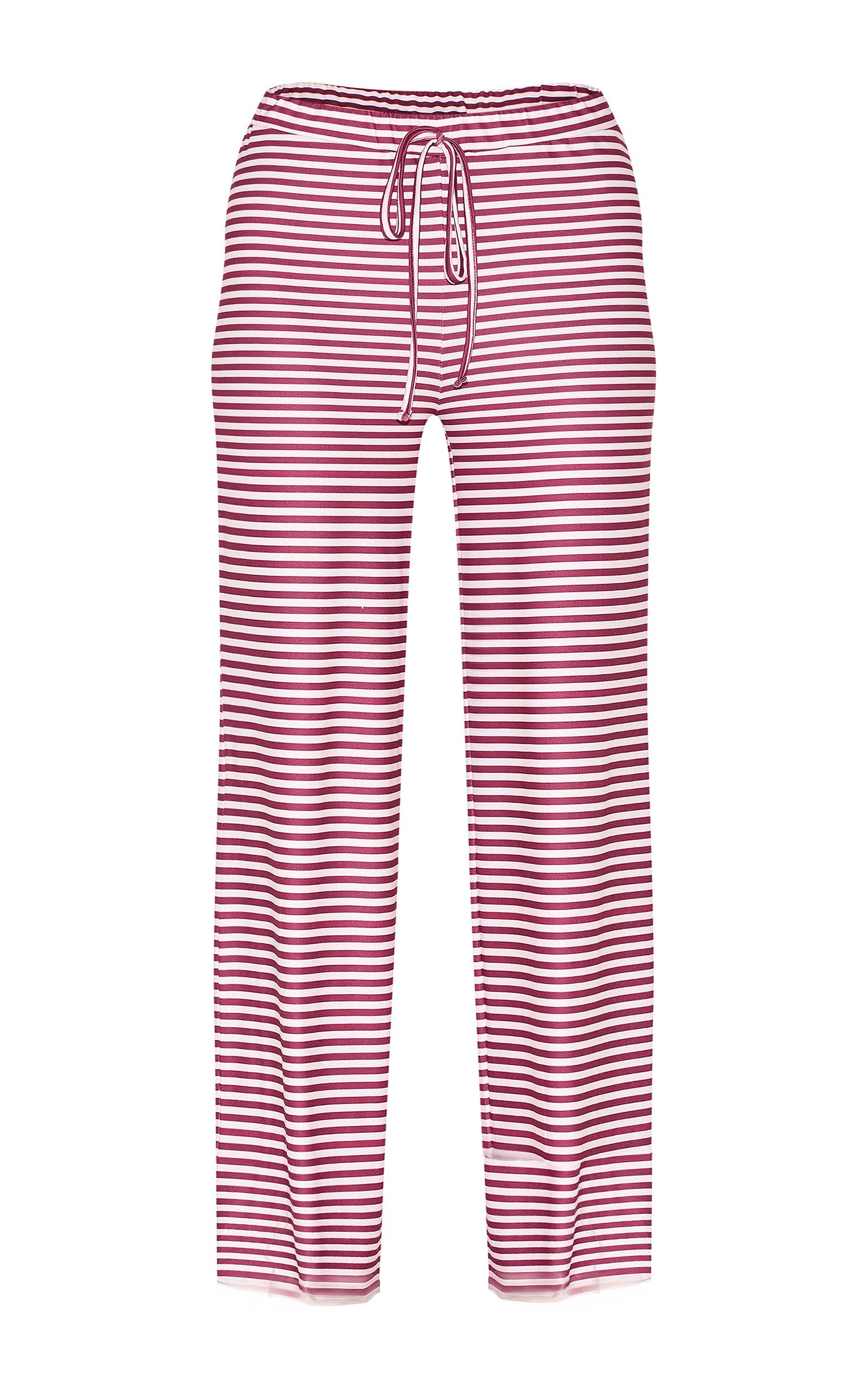 Light Pink Soft Touch Striped Mid Rise Wide Leg Pants Product Image