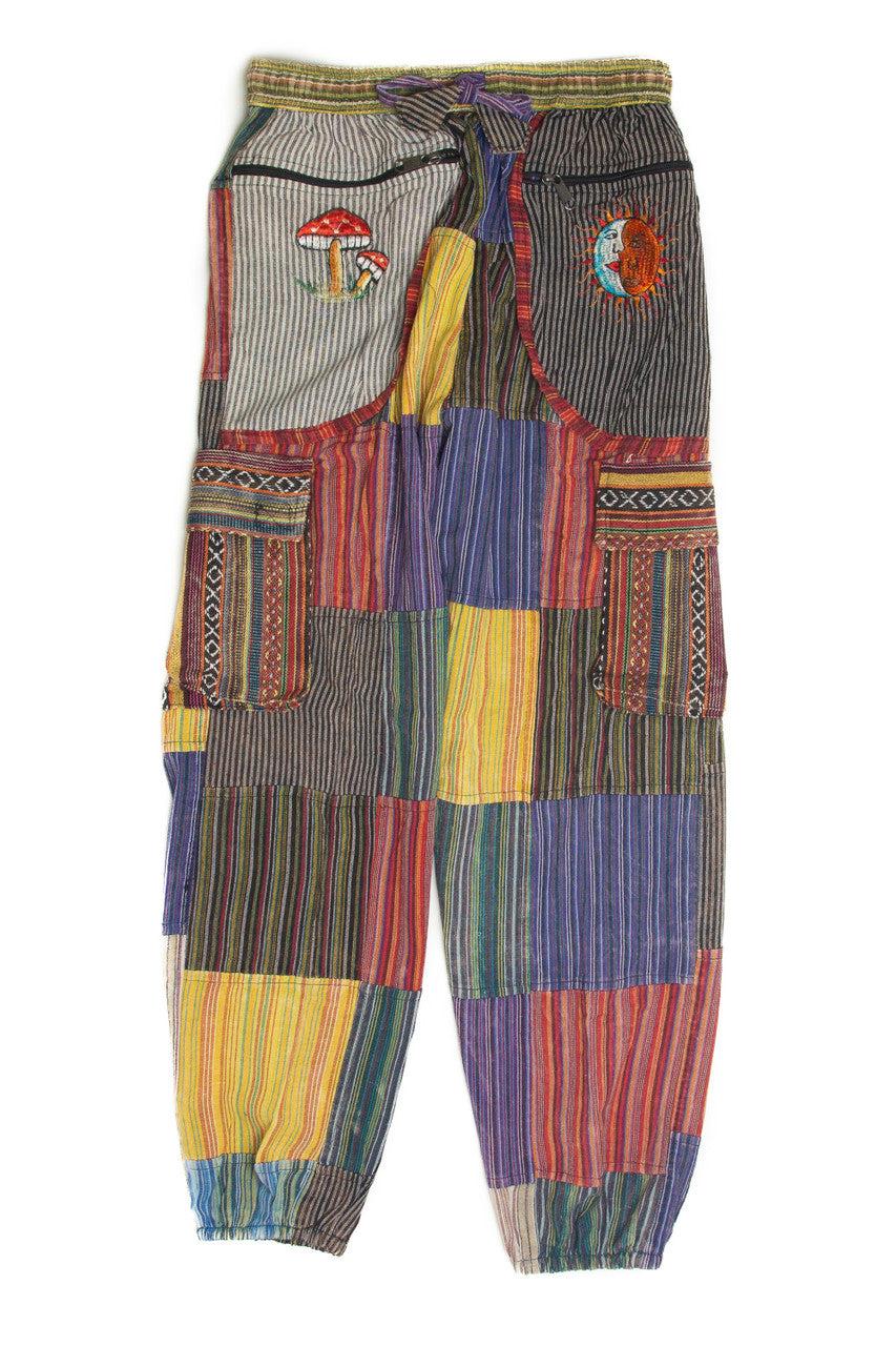 Cargo Embroidered Patchwork Pants Product Image