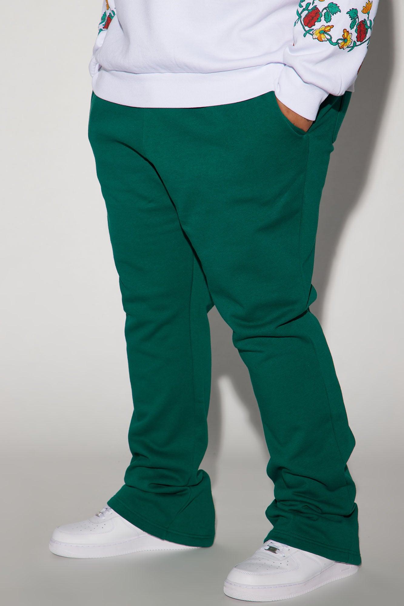 Tyson Back Zipper Skinny Flared Sweatpants - Green Product Image