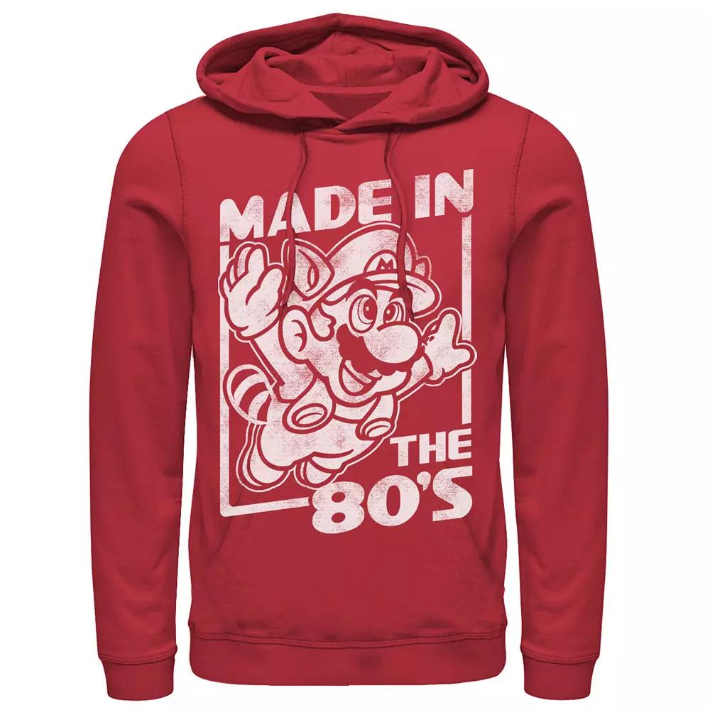 Men's Super Mario Tanooki Mario Made In The 80's Hoodie, Size: XXL, Red Product Image