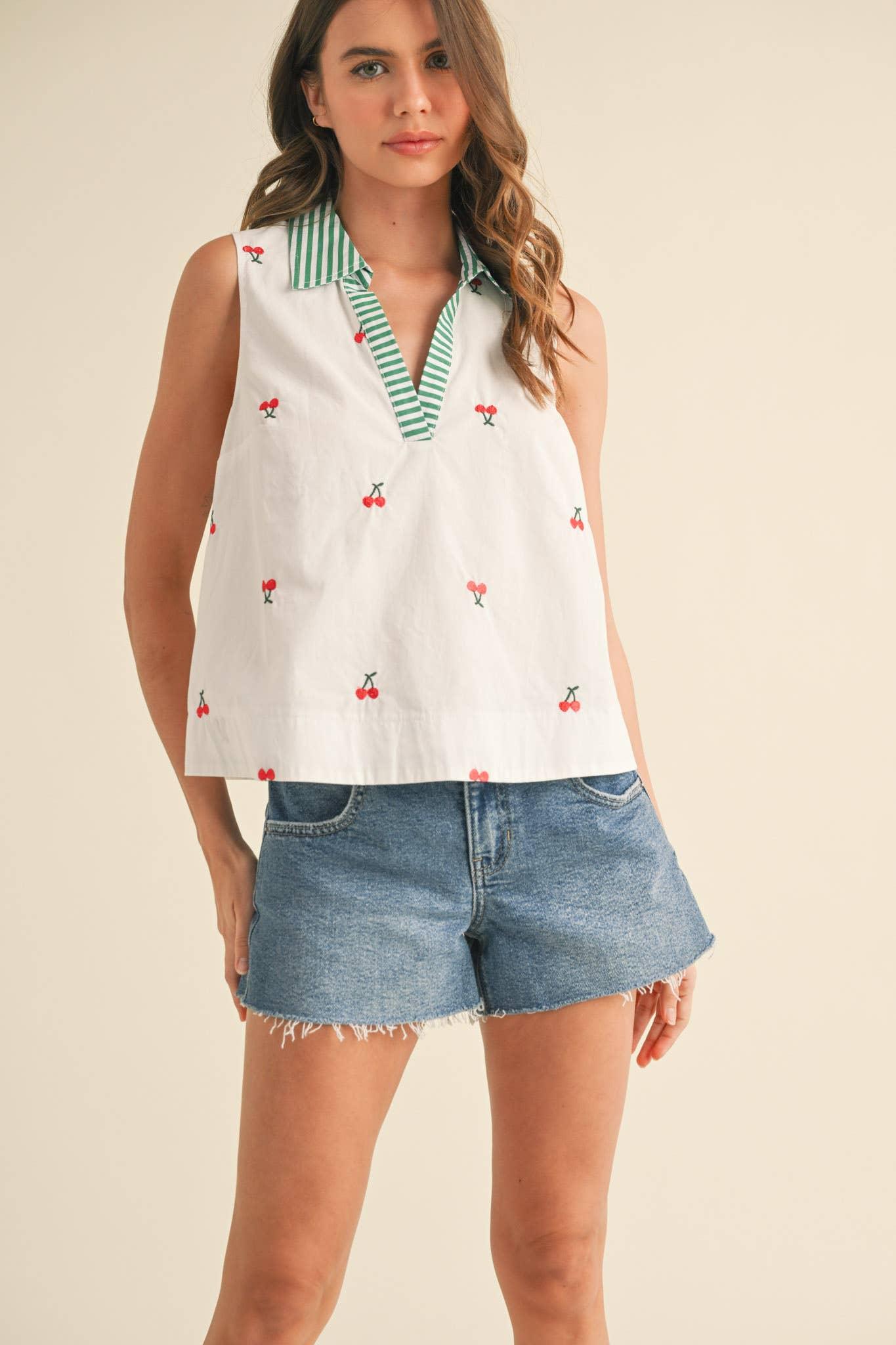 Cherry Embroidered Tank Product Image