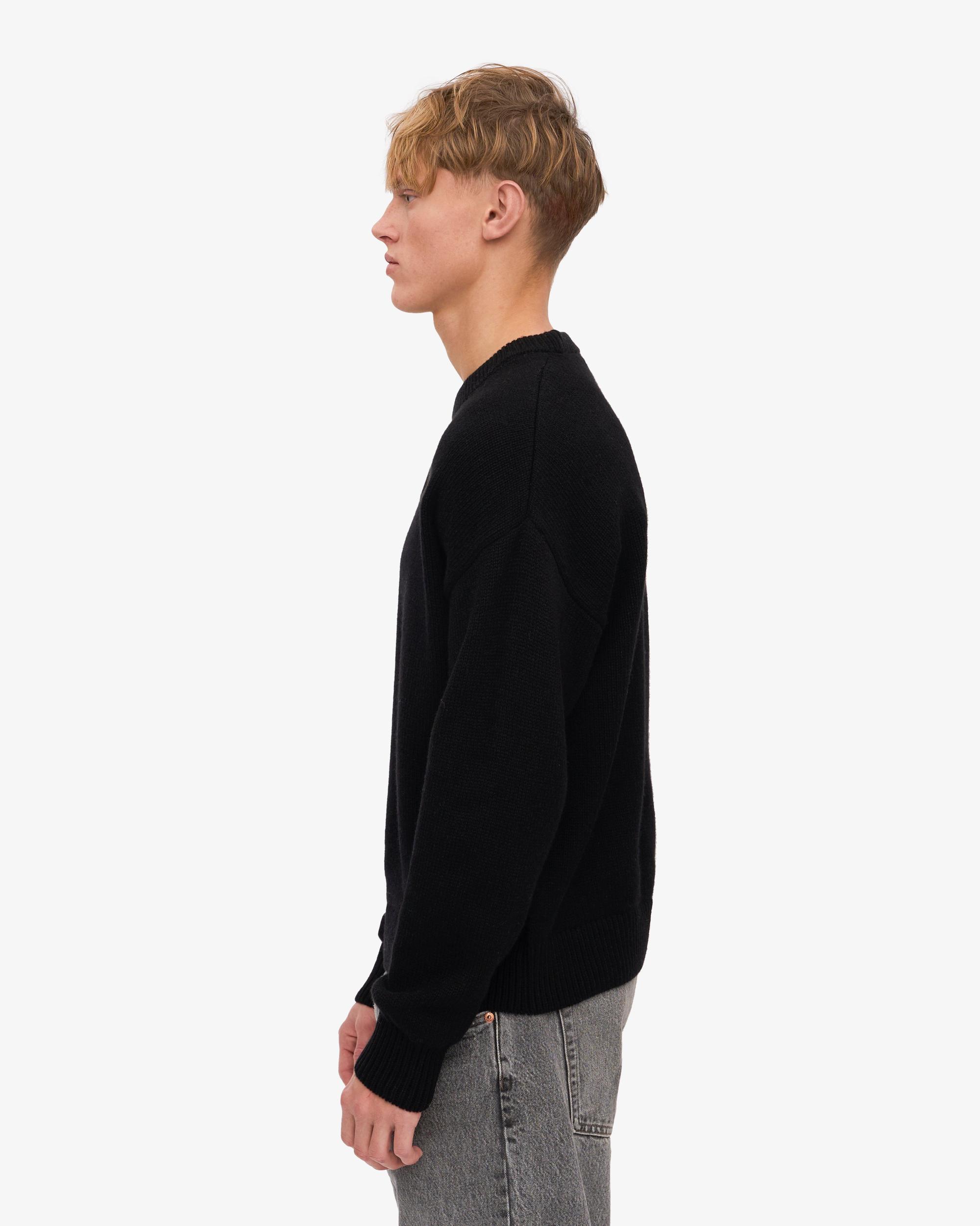 Oversized Merino Wool Crew - Deep Black Product Image