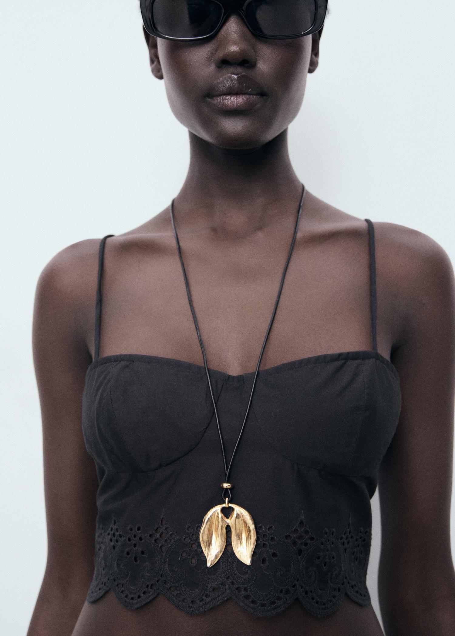 Embroidered crop top - Women | MANGO USA Product Image