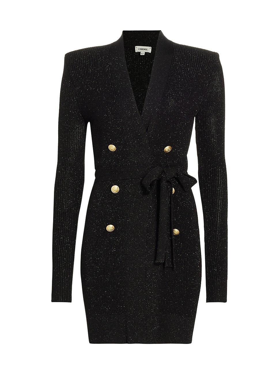 Noe Double-Breasted Metallic-Knit Cardigan Product Image