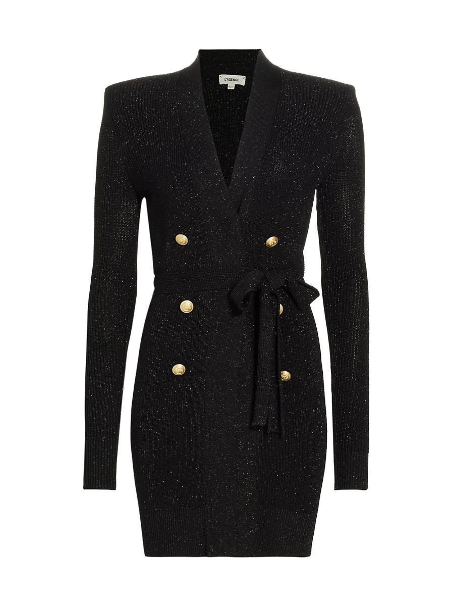 Noe Double-Breasted Metallic-Knit Cardigan Product Image