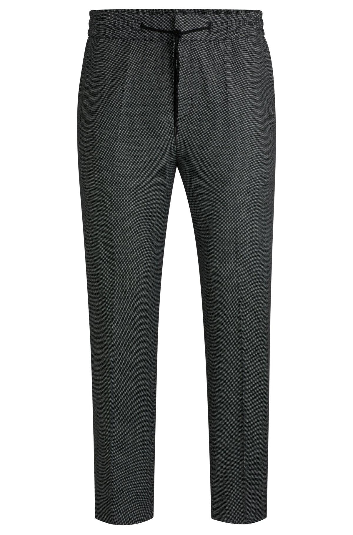 Extra-slim-fit trousers in micro-patterned stretch cloth Product Image