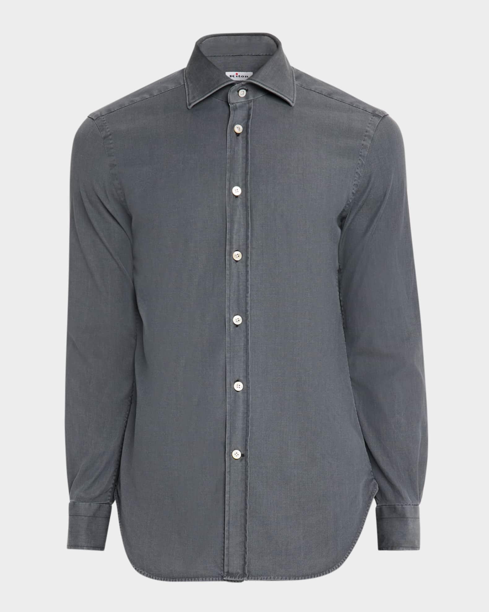 Men's Denim Wash Classic-Fit Sport Shirt Product Image