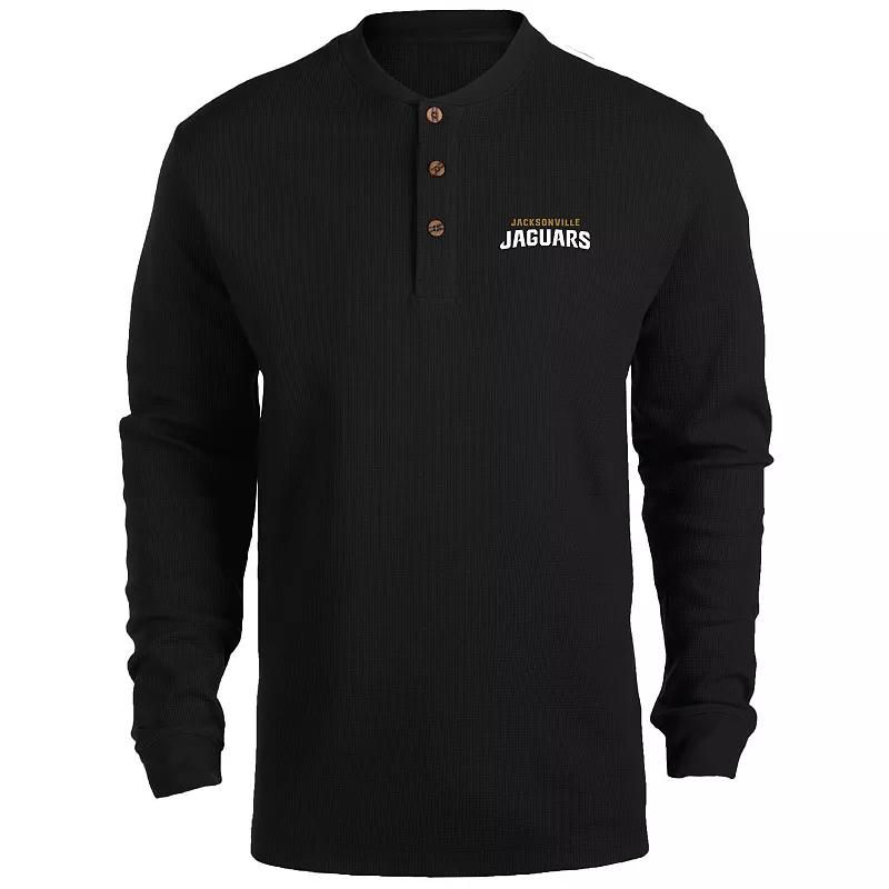 Men's Dunbrooke Black Jacksonville Jaguars Logo Maverick Thermal Henley Long Sleeve T-Shirt,  Product Image