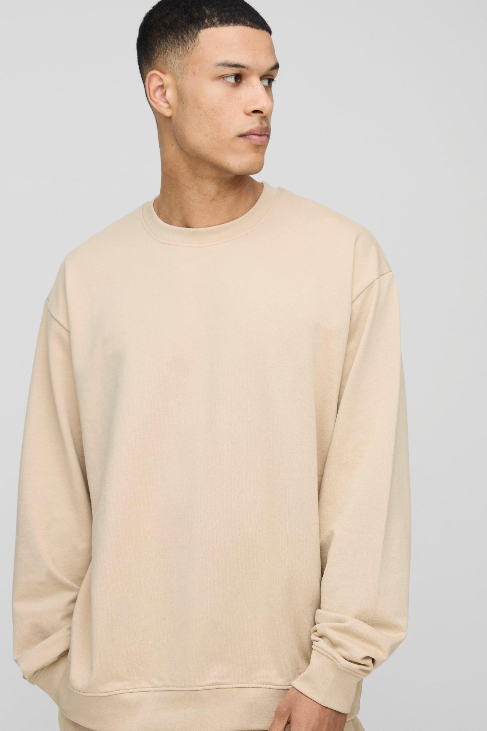 Tall 260GSM Loopback Oversized Fit Basic Sweat | boohooMAN USA Product Image