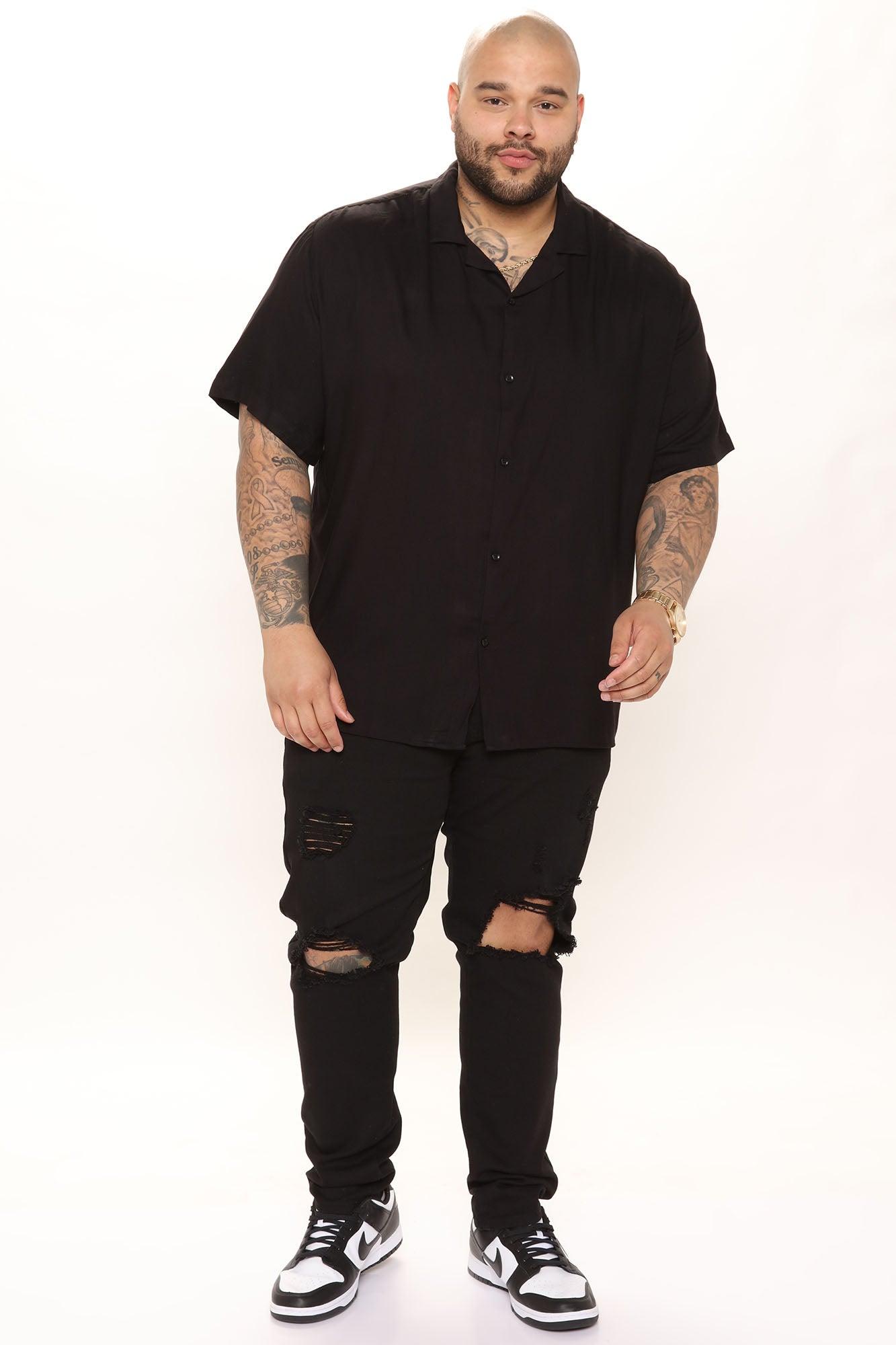 Dawson Relaxed Short Sleeve Cuban Collar Shirt - Black Product Image