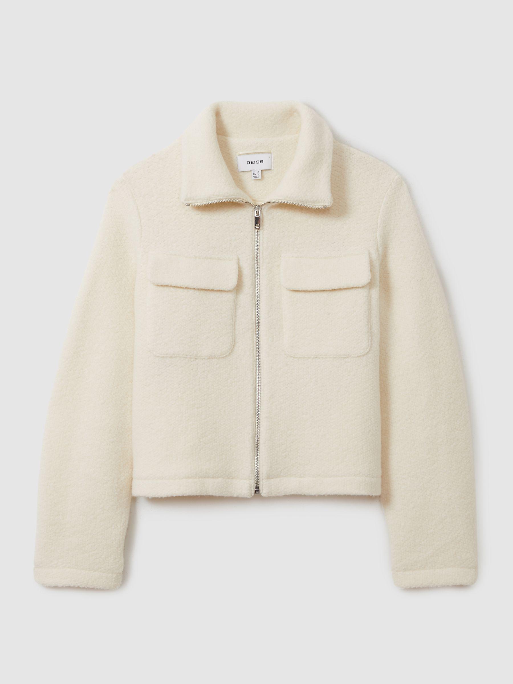 Reiss | Les 100 Ciels Textured Wool Jacket in Cream Product Image
