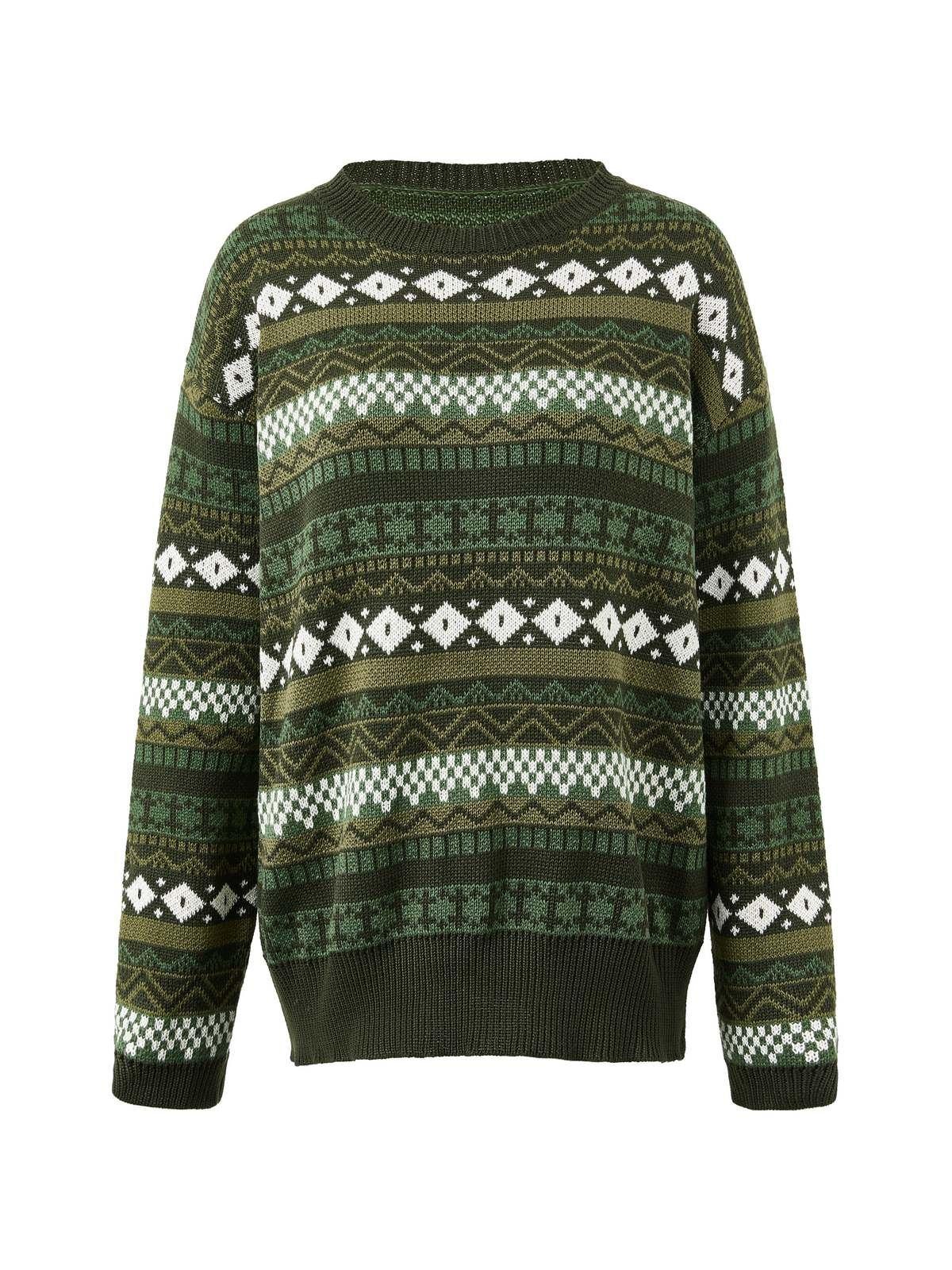 Long Sleeve Vintage Jacquard Sweater Product Image