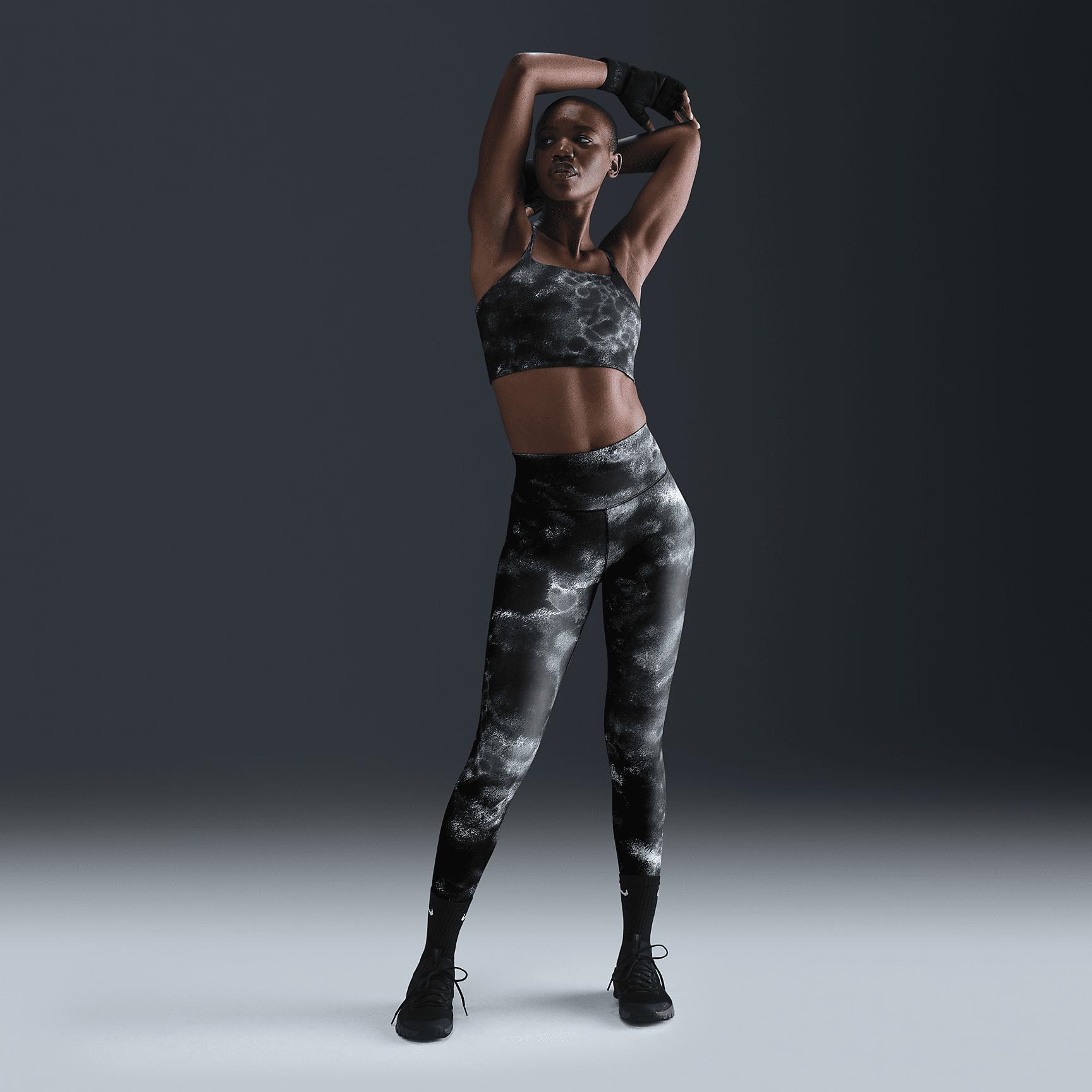 Nike Womens One Convertible Light-Support Lightly Lined Longline Printed Sports Bra | FZ6754-010 Product Image